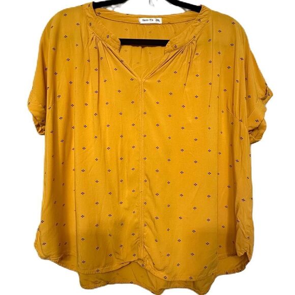 Deco F/S Short Sleeve Split V-Neckline Size 2XL Top - Picture 4 of 12